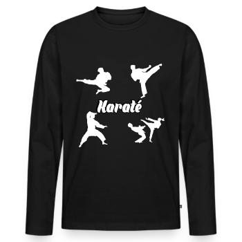 Karate - Männer Premium Bio Langarmshirt - Schwarz - Vorne - Nico (187cm)