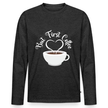 Caffeine Morning Breakfast Drink Collection - Men's Premium Organic Long Sleeve Shirt - heather anthracite - Front - Nico (187cm)