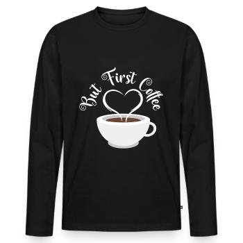 Caffeine Morning Breakfast Drink Collection - Men's Premium Organic Long Sleeve Shirt - black - Front - Nico (187cm)