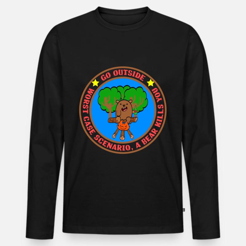 Go Outside Worst Case Scenario A Bear Kills You - Männer Premium Bio Langarmshirt - Schwarz