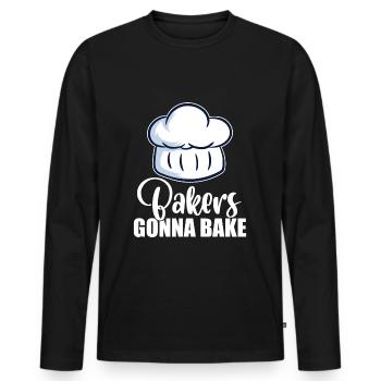 Bake Food Butter Snack Cake Baking Collection - Men's Premium Organic Long Sleeve Shirt - black - Front - Nico (187cm)