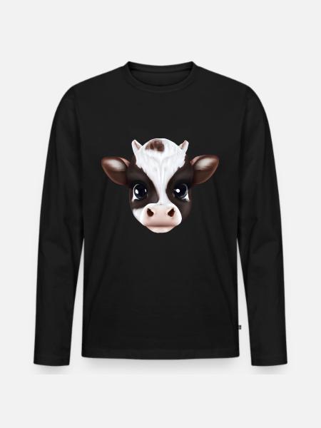 Cute cow face - Farm - Men's Premium Organic Long Sleeve Shirt - black