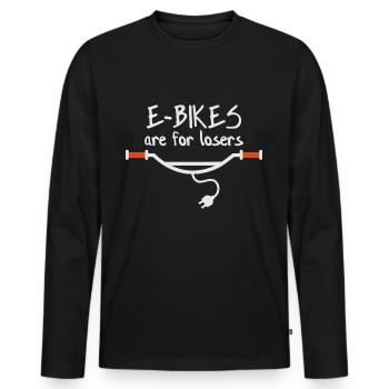 Les vélos électriques sont pour les perdants - T-shirt manches longues Premium bio Homme - noir - Devant - Nico (187cm)