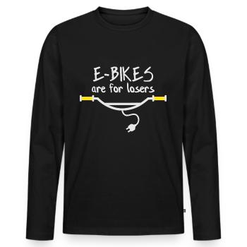 Les vélos électriques sont pour les perdants - T-shirt manches longues Premium bio Homme - noir - Devant - Nico (187cm)