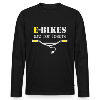 Les vélos électriques sont pour les perdants - T-shirt manches longues Premium bio Homme - noir - Devant - Nico (187cm)