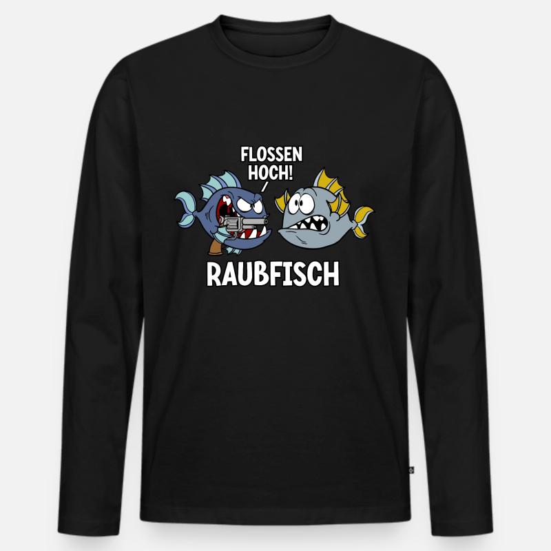 Raubfisch - Männer Premium Bio Langarmshirt - Schwarz