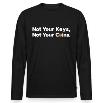 Not your keys not your coins Bitcoin Spruch Zitat - Männer Premium Bio Langarmshirt - Schwarz - Vorne - Nico (187cm)