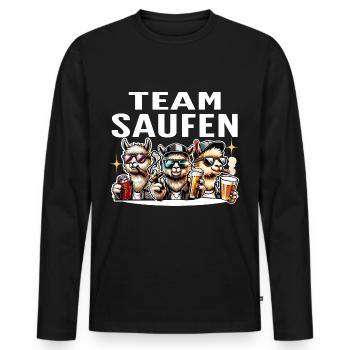 Team Saufen Alpaka Party Bier Feiern - Männer Premium Bio Langarmshirt - Schwarz - Vorne - Nico (187cm)