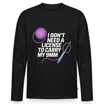 Ich brauche keinen Schein für meine Wolle - Männer Premium Bio Langarmshirt - Schwarz - Vorne - Nico (187cm)
