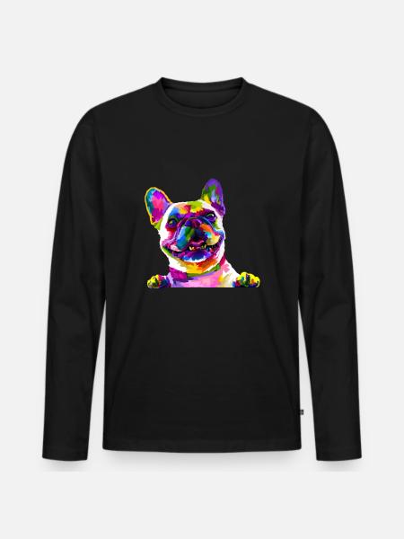 French Bulldog - Men's Premium Organic Long Sleeve Shirt - black