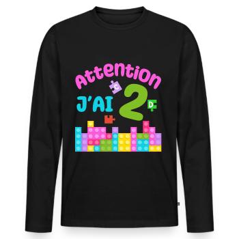 Gift 2 years Birthday I am 2 years old - Men's Premium Organic Long Sleeve Shirt - black - Front - Nico (187cm)