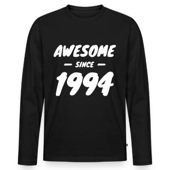 1994 Geburtsjahr Awesome Since 1994 Geschenkidee - Männer Premium Bio Langarmshirt - Schwarz - Vorne - Nico (187cm)