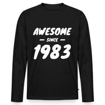 1983 Geburtsjahr Awesome Since 1983 Geschenkidee - Männer Premium Bio Langarmshirt - Schwarz - Vorne - Nico (187cm)
