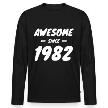 1982 Geburtsjahr Awesome Since 1982 Geschenkidee - Männer Premium Bio Langarmshirt - Schwarz - Vorne - Nico (187cm)