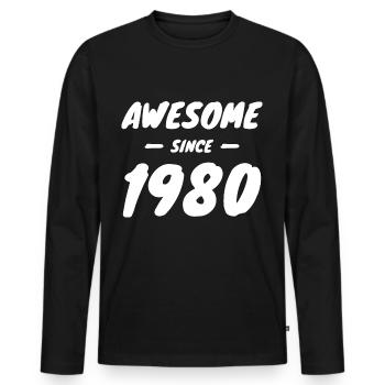 1980 Geburtsjahr Awesome Since 1980 Geschenkidee - Männer Premium Bio Langarmshirt - Schwarz - Vorne - Nico (187cm)