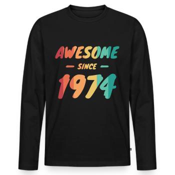 Awesome Since 1974 Geschenkidee Vintage - Männer Premium Bio Langarmshirt - Schwarz - Vorne - Nico (187cm)
