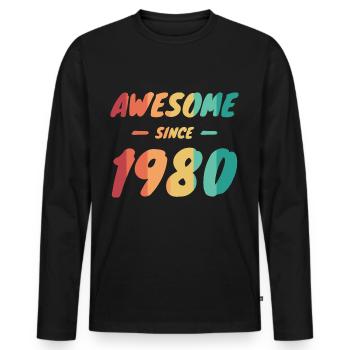 Awesome Since 1980 Geschenkidee Vintage - Männer Premium Bio Langarmshirt - Schwarz - Vorne - Nico (187cm)