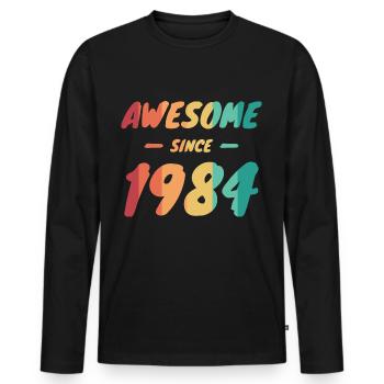Awesome Since 1984 Geschenkidee Vintage - Männer Premium Bio Langarmshirt - Schwarz - Vorne - Nico (187cm)
