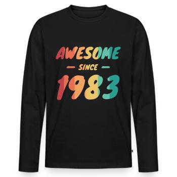 Awesome Since 1983 Geschenkidee Vintage - Männer Premium Bio Langarmshirt - Schwarz - Vorne - Nico (187cm)