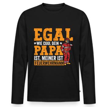 Papa ist Feuerwehrmann - Männer Premium Bio Langarmshirt - Schwarz - Vorne - Nico (187cm)