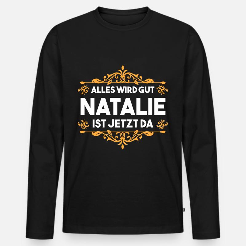 Natalie - Männer Premium Bio Langarmshirt - Schwarz