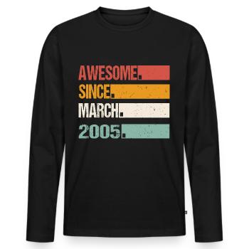 March 2005 Vintage Retro Birthday - Men's Premium Organic Long Sleeve Shirt - black - Front - Nico (187cm)