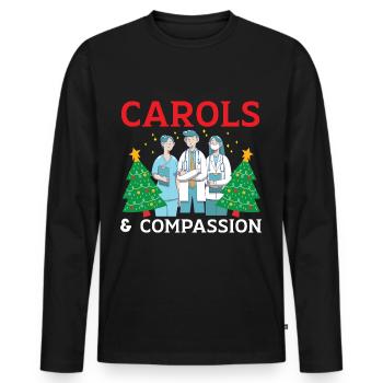 Noël des chants et de l’infirmière Compassion - T-shirt manches longues Premium bio Homme - noir - Devant - Nico (187cm)