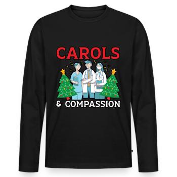 Noël des chants et de l’infirmière Compassion - T-shirt manches longues Premium bio Homme - noir - Devant - Nico (187cm)