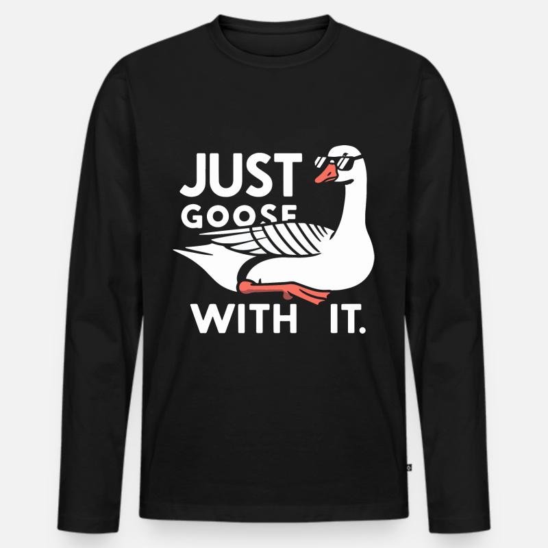 Chill Gans - Männer Premium Bio Langarmshirt - Schwarz