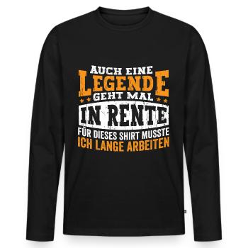 Auch eine Legne geht mal in Rente - Männer Premium Bio Langarmshirt - Schwarz - Vorne - Nico (187cm)