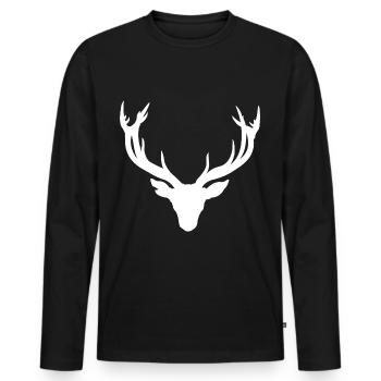 Hirschkopf – Pour les chasseurs et les amoureux de la nature - T-shirt manches longues Premium bio Homme - noir - Devant - Nico (187cm)