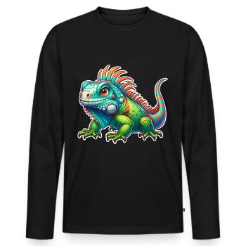 Iguana - Men's Premium Organic Long Sleeve Shirt - black - Front - Nico (187cm)