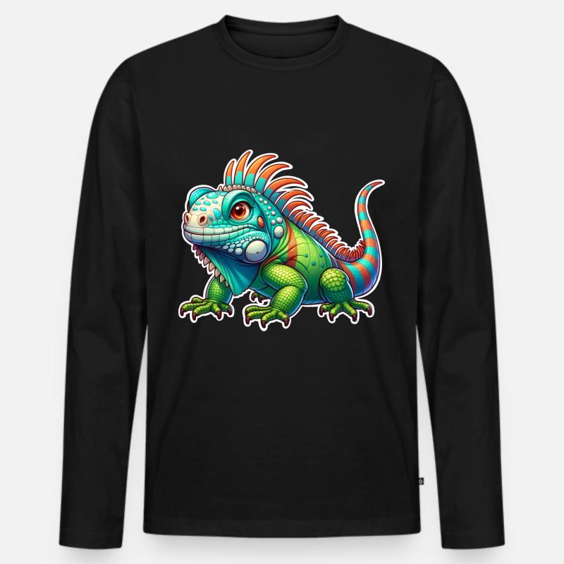 Leguan - Männer Premium Bio Langarmshirt - Schwarz