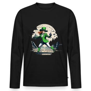 Clôture Trèfle de la Saint-Patrick - T-shirt manches longues Premium bio Homme - noir - Devant - Nico (187cm)