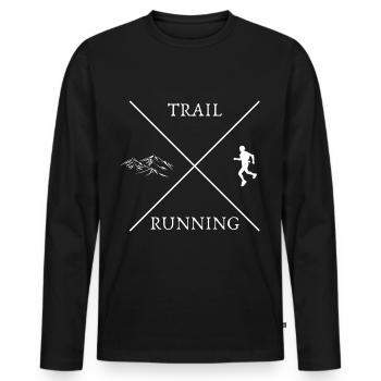 Trail Running Trail Run Traillauf Laufsport - Männer Premium Bio Langarmshirt - Schwarz - Vorne - Nico (187cm)