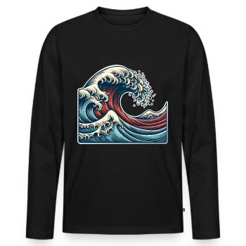 Vague - T-shirt manches longues Premium bio Homme - noir - Devant - Nico (187cm)
