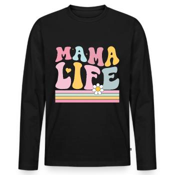 Mama Life - Men's Premium Organic Long Sleeve Shirt - black - Front - Nico (187cm)