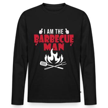 i am the barbecue man BBQ - T-shirt manches longues Premium bio Homme - noir - Devant - Nico (187cm)