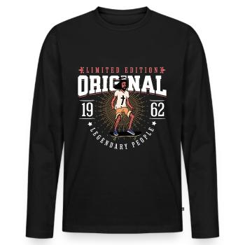 geboren 1962 Vintage Jahrgang 1962 Jesus Design - Männer Premium Bio Langarmshirt - Schwarz - Vorne - Nico (187cm)