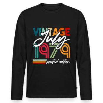 Millésime né juillet 1979 Anniversaire juillet 1979 - T-shirt manches longues Premium bio Homme - noir - Devant - Nico (187cm)