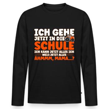 Ich Gehe Jetzt In Die Schule Schulbeginn - Männer Premium Bio Langarmshirt - Schwarz - Vorne - Nico (187cm)