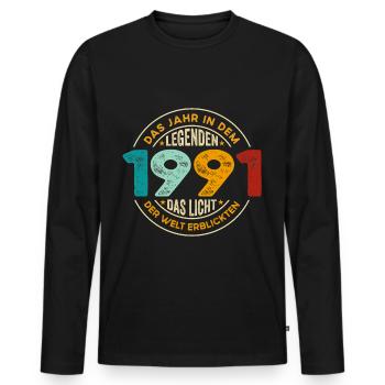 Geburtstag Legenden 1991 Jahrgang 1991 Geschenk - Männer Premium Bio Langarmshirt - Schwarz - Vorne - Nico (187cm)