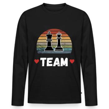 Relationship Chess Couple Gift Friend Girlfriend - Men's Premium Organic Long Sleeve Shirt - black - Front - Nico (187cm)