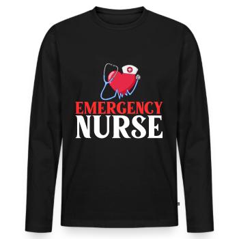 Infirmière d’urgence Premiers soins - T-shirt manches longues Premium bio Homme - noir - Devant - Nico (187cm)