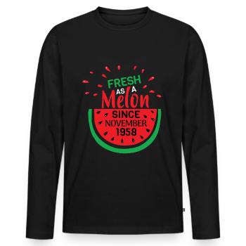 Fresh as a melon since November 1958 - Men's Premium Organic Long Sleeve Shirt - black - Front - Nico (187cm)