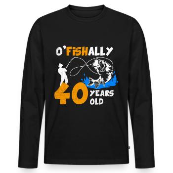 40 Jahre alt, Fischer Angler Geburtsspruch - Männer Premium Bio Langarmshirt - Schwarz - Vorne - Nico (187cm)