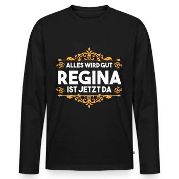 Vorname Regina - Männer Premium Bio Langarmshirt - Schwarz - Vorne - Nico (187cm)