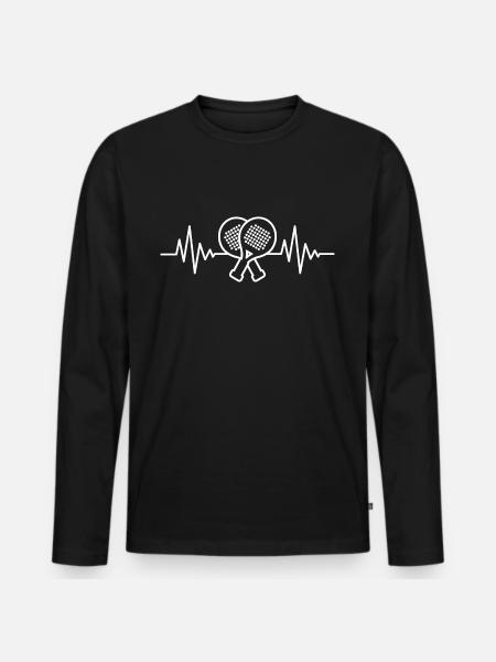 Padel Player Heart Line Men's Padel Tennis Padel - Men's Premium Organic Long Sleeve Shirt - black