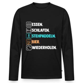 Bier Stand Up Paddeling - Männer Premium Bio Langarmshirt - Schwarz - Vorne - Nico (187cm)