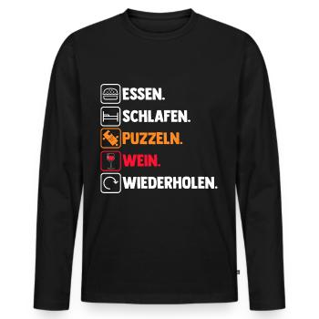 Wein Puzzlefan Puzzler Puzzleteile Puzzle - Männer Premium Bio Langarmshirt - Schwarz - Vorne - Nico (187cm)